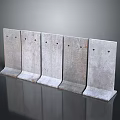 Six Grey Metal Strips With Holes And Bottom Support On Smooth Black Surface With Reflection