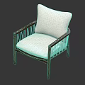 Modern Leisure Chair With Wooden Frame Metal Slat Armrests And Light Colored Cushion