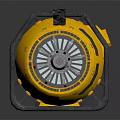 Yellow Textured Cylindrical Industrial Equipment With Metal Frame And Wheels