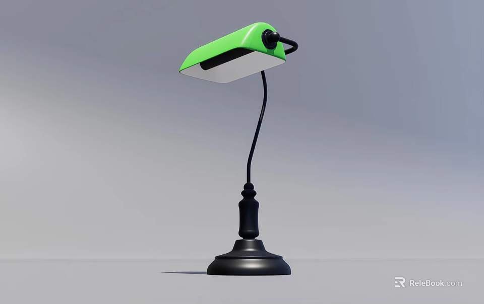 Modern Table Lamp as Daily Electrical Appliance With Green Shade And Black Stable Base 3d model 