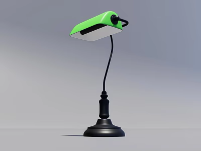 Modern Table Lamp as Daily Electrical Appliance With Green Shade And Black Stable Base 3d model
