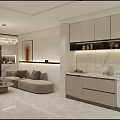 Elegant Modern Living Room With L Shaped Sofa Throw Pillows Round Coffee Table And Chandelier