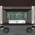 Luxurious Lounge Area With Bar Counter Marble Top Wine Display And Modern Seating