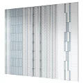 Modern Wall Design With Wooden Vertical Strips Metal Accents And Marble Panels