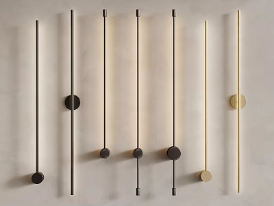 Sleek Modern Wall Lamps With Minimalist Rod Design And Black Gold Finish For Interior Decor 3d model