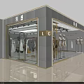 Modern Fashion Store Interior With Clothing Displays Mannequins And Golden Decorative Accents