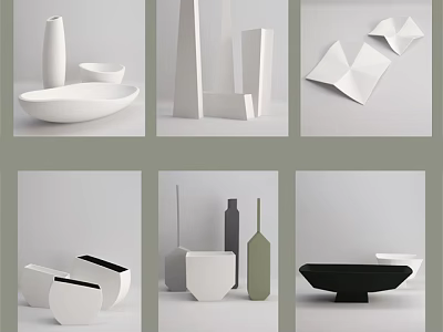 Modern Minimalist Decorative Ornament Combinations With White Black Geometric Shapes For Home Decor 3d model