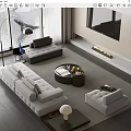 Modern Sofa Coffee Table Casual Sofa Coffee Table Fabric Sofa Fishing Light 3d model