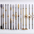 Various Style Metal Railings With Decorative Balls Rings And Gold Silver Tones