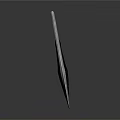 Black Metallic Dagger With Long Handle And Sharp Pointed Blade On Reflective Surface