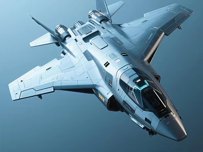 Advanced Modern Fighter Jet With Sleek Aerodynamic Design And Transparent Cockpit 3d model