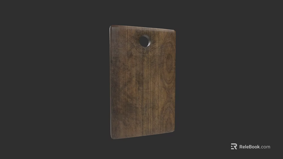 Wooden Kitchen Cutting Board With Natural Grain And Hanging Hole Design 3d model 