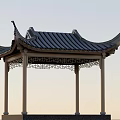 Traditional Chinese Garden Landscape With Classic Pavilion Black Tiled Roof Curved Eaves And Carved Railings