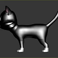 Cute 3D Black Cat Character With Green Eyes Pink Ears And White Paws