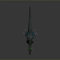 Biomechanical Dinosaur Character With Spiked Back Green Blue Cybernetic Parts And Open Mouth