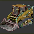 Yellow Skid Steer Loader With Tracks Front Bucket And Enclosed Cab 3d model