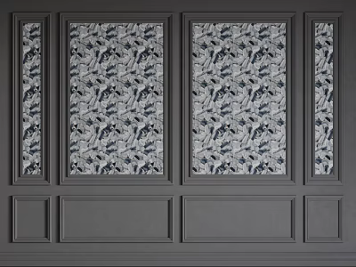 Linear Design Gray Wall Featuring Decorative Panels With Black White Patterns 3d model