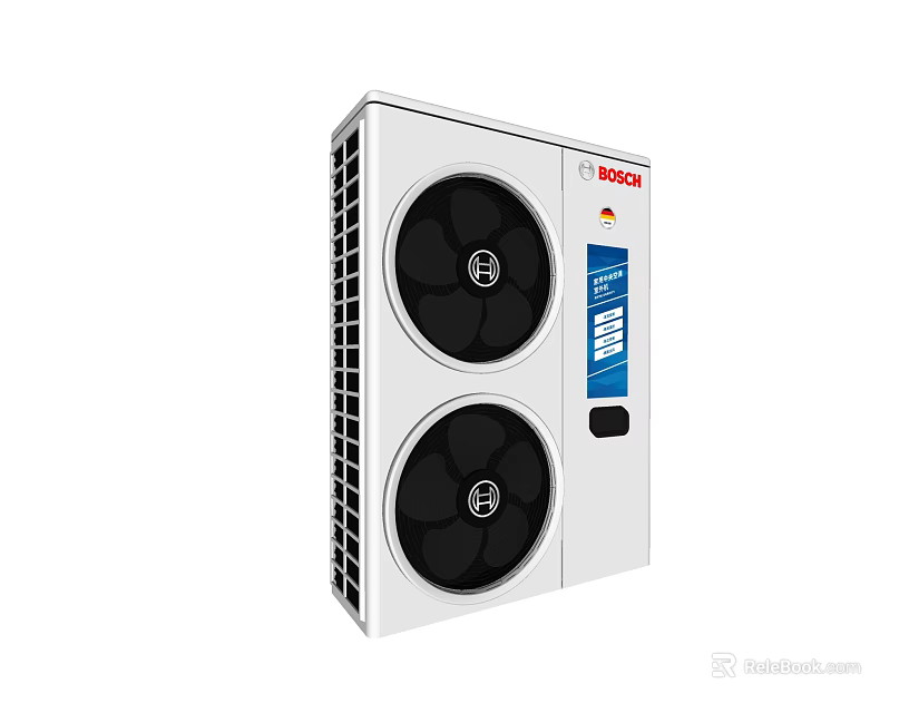 GREE White Air Conditioner Fan Outdoor Unit With Dual Black Fans And Blue Label 3d model 
