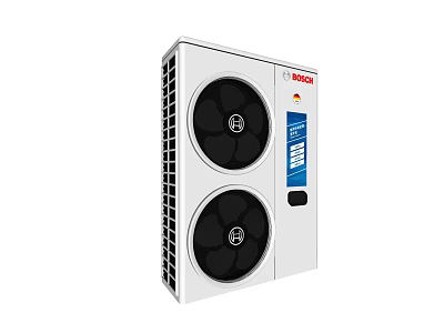 GREE White Air Conditioner Fan Outdoor Unit With Dual Black Fans And Blue Label 3d model