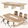 Modern Office Conference Table With Wooden Top And Ergonomic Chairs