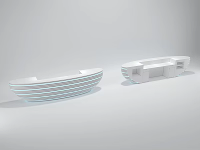 Contemporary White Reception Desk With Layered Design And Smooth Surface Structure 3d model