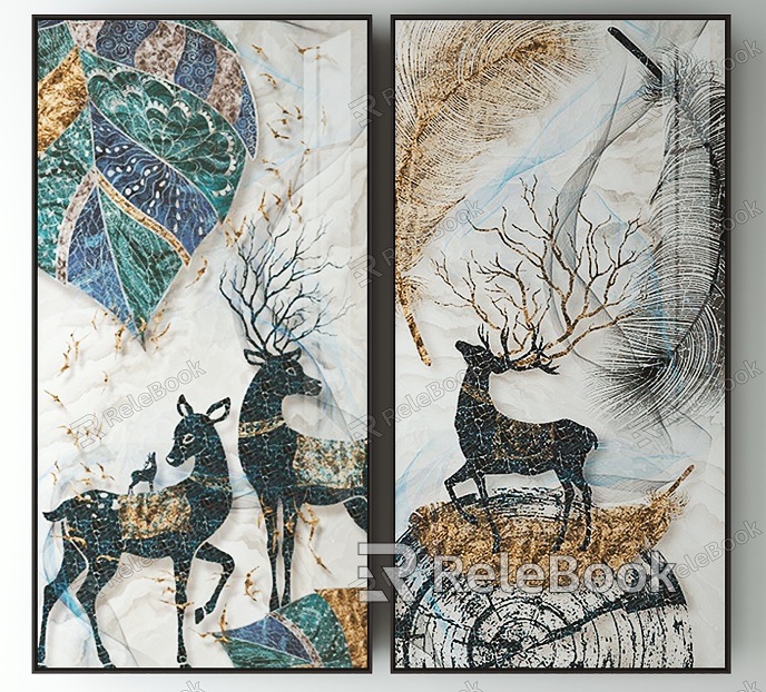 Nordic Animal Painting Decorative Painting model