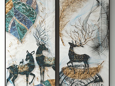 Nordic Animal Painting Decorative Painting model