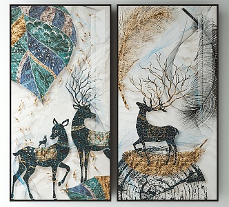 Nordic Animal Painting Decorative Painting 3d model