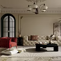 Elegant Retro Open Plan Living And Dining Room With Cozy Furnishings And Warm Atmosphere
