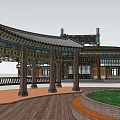 Chinese-style Corridor Ancient Corridor Architecture 3d model