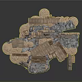 Modern Rocky Landscape With Wooden Platforms Staircases And Natural Rock Recesses