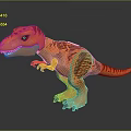 Orange Tyrannosaurus Rex Dinosaur Figure With Red Stripes Standing Pose Sharp Teeth Claws