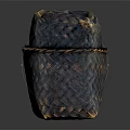 Woven Decorative Tissue Box With Blue And Gold Braided Texture For Home Use