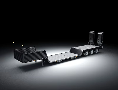 Heavy Duty Flatbed Trailer Functional Vehicle In Studio Lighting 3d model Heavy Duty Flatbed Trailer Functional Vehicle In Studio Lighting 3d model