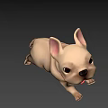 Cute Cartoon French Bulldog Puppy With Light Beige Fur And Tongue Out