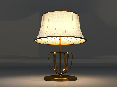 Elegant Modern Table Lamp With White Lampshade And Golden Metal Frame 3d model