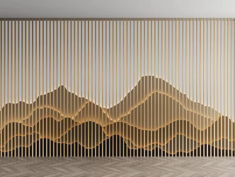 New Chinese background wall landscape background wall partition sofa background 3d model