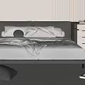 Double Bed Suspension Bed Wardrobe Dressing Table Single Chair Chandelier Carpet Background Wall Cosmetic Supplies 3d model