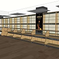 Retail Store Display Shelves With Wooden Structure Glass Counters And Tobacco Wine Labels