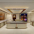 Luxurious Jewelry Store Interior With Elegant Display Counters And Ceiling Lighting 3d model