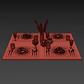 Elegant Dining Table Setup With Leaf Pattern Plates Copper Cutlery And Glass Cups