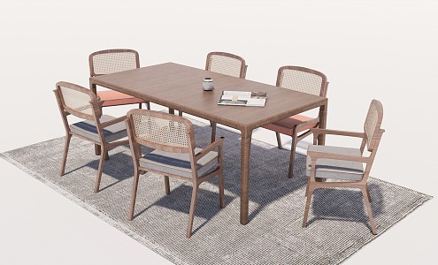 New Chinese Dining Table and Chair Combination 3d model