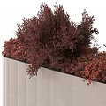 Modern Garden Planter With Vertical Striped Design And Red Foliage Plants