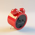Red Alarm Clock With Union Jack Dial Roman Numerals Silver Stand And Double Bells