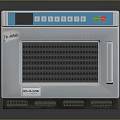 Valera Stainless Steel Sideboard Featuring Microwave Oven With Blue Control Panel Digital Buttons And Transparent Door