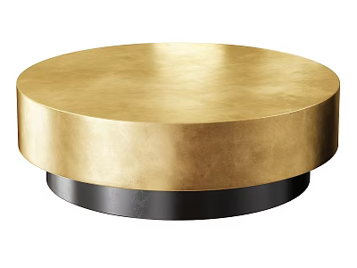 Modern Gold Round Functional Table With Sleek Metallic Surface And Black Base 3d model