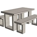 Modern Gray Concrete Table And Bench Set With Minimalist Design 3d model