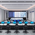 Video monitoring room of command center 3d model