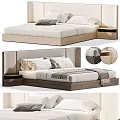 Modern Bedroom Bed With Upholstered Headboard Wooden Frame And Soft Pillows Bedding