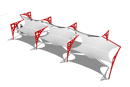 Modern Tensioned Membrane Special-shaped Membrane Pavilion Tensioned Membrane Structure Tensioned Membrane Corridor Curve 3d model